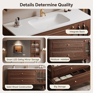 Mueble de Baño con Lavabo Individual o Doble, Mueble de Baño Independiente de Alta Gama con Espejo Inteligente LED Antivaho - Product Image 4