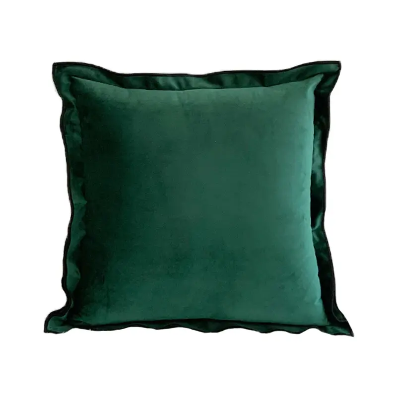 INS Solid Color Polyester Velvet Custom Pillow Decorative Cushion Cover with Edge for Living Room Homes