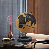 Globe de bureau avec broche Globe rotatif en liège fait à la main sphère en liège Globe du monde avec broche