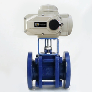Válvula de control de flujo de agua rotativa de 3 piezas de acero fundido con bola cerámica DN25 1 pulgada 220V CA con brida EQ06 DN25 1 pulgada 220V A - Product Image 1