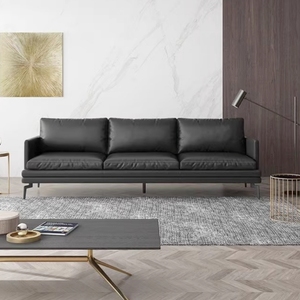 Ensemble de canapés en cuir européens modernes, luxe léger, en forme de L, avec chaise longue en tissu pour salon, meubles en bois - Product Image 6