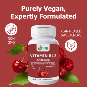 Private Label Vitamin B12 <b>Tablets</b> with Supports Healthy Energy Levels Helps Maintaina Calm Mood Naturally Sweet Cherry Flavor - Product Image 4