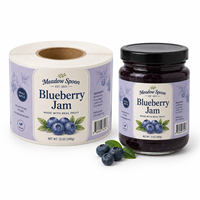 Ambachtelijke blauwe bessenjam etiketten voor luxe fruitconserven verpakkingen, waterdichte klevende rolstickers voor glazen potten en blikken
