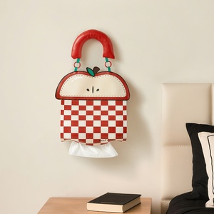 Porte-mouchoirs mural en cuir imperméable et élégant avec couvercle pour <span class=keywords><strong>papier</strong></span> <span class=keywords><strong>toilette</strong></span> au design moderne pour salle de bain - Product Image 4