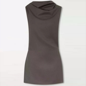 Vestido Mini de Lana para Mujer, Vestido sin Mangas con Cuello Alto, Vestido Corto con Cintura Ajustada que Favorece la Figura - Product Image 6