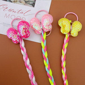 Accessori per Capelli <span class=keywords><strong>da</strong></span> Ragazza: Elastico per Capelli con Fiocco di Paillettes, Treccia a Doppia Trama, Colorato, Disponibile in Magazzino - Product Image 3