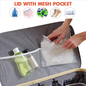 Cesto para Ropa Sucia de 3 Secciones con Tapa, Cesto Plegable de 145L con Bolsas de Lavado Extraíbles, Organizador de Cesto para Ropa Sucia de Bambú - Product Image 4
