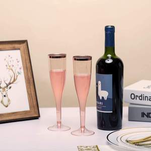 Flûtes de Champagne personnalisées à bord doré, en plastique <span class=keywords><strong>jetable</strong></span> bon marché pour les tasses de fête de mariage Mimosa - Product Image 4