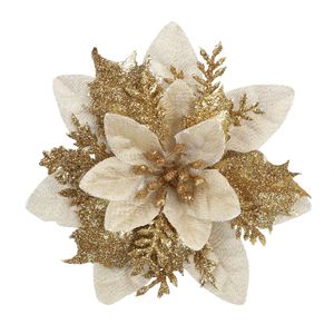 LINGKAI Fiori Artificiali Poinsettia Rossi Glitterati con Polvere Dorata per Decorazioni Natalizie, Alberi e Ghirlande - Product Image 6