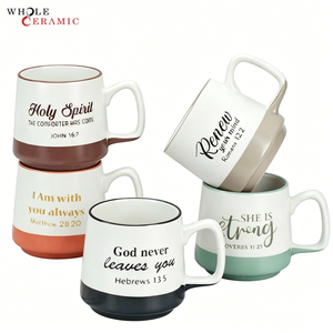 Tasses à café en céramique personnalisées avec des citations bibliques classiques et des versets inspirants, différentes formes et couleurs, tasses à thé en céramique en gros - Product Image 1