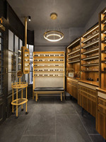 Meubles de magasin d'optique personnalisés, design d'intérieur de magasin de lunettes, étagère d'exposition en bois pour lunettes, présentoir de lunettes, vitrine