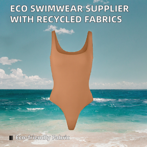 Traje de Baño de Una Pieza para Mujer, Color Sólido, Cuello Redondo, Tanga, Tejido Elástico de Spandex y Poliéster, Ropa de Playa - Product Image 2