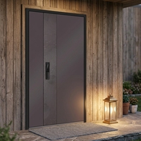 Portes d'entrée doubles automatiques en alliage d'aluminium anti-effraction et anti-balles Lukliving pour villa