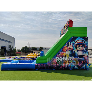 Commercial <strong>Roblox</strong> Theme Inflatable Water Slide With Pool, Large Double Lane Inflatable Wet Slide for <strong>Party</strong> Rental Outdoor Events - Product Image 3