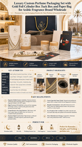 Solución de Empaque Personalizada para Fragancias Árabes, Caja Cilíndrica Rígida de Cartón, Caja con Cierre, Logotipo Impreso, Cinta Decorativa, Perfumería Portátil - Product Image 6