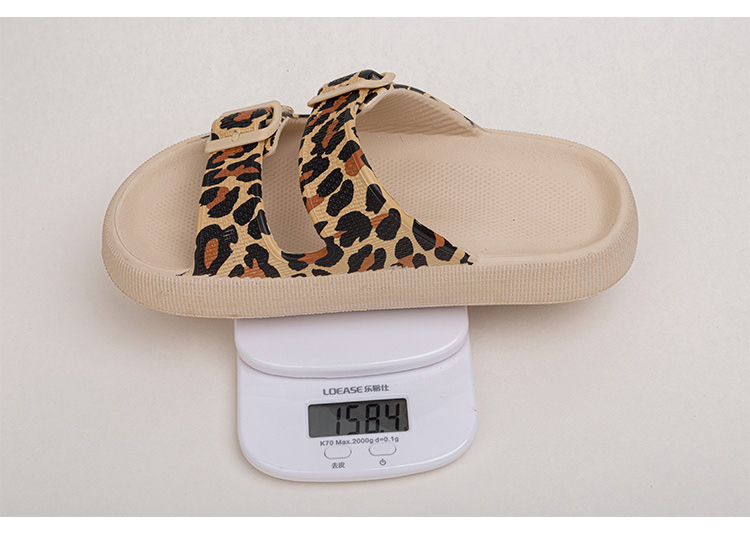 Cheap Wholesale Leopard-print Double Buckle Ladies Sliders Slipper Women Slippers Sandals
