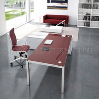 Table d'étude moderne d'étudiant de bureau d'ordinateur de pied d'acier supérieur en verre de haute qualité