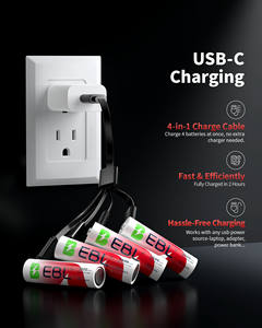 EBL Mini Double A 1.5v Batteries rechargeables USB Aa Packs de batteries au lithium avec câble USB-C de type C - Product Image 3
