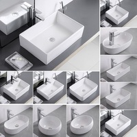 Lavabo simple en céramique au design moderne, à poser sur comptoir, pour salle de bain d'hôtel ou balcon, avec personnalisation du logo