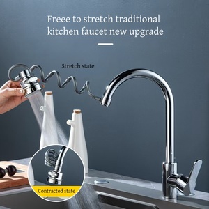 Nouvel arrivage : Robinet de cuisine moderne chromé à économie d'eau, avec douchette <span class=keywords><strong>extractible</strong></span> pivotante, écologique, aérateur réglable, double mode, universel - Product Image 4