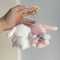 Nouveau porte-clés et coussin en peluche lapin mignon, poupée lapin en peluche douce, breloque de sac, cadeau d'anniversaire en gros pour filles