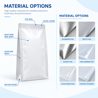 Sachet personnalisé en aluminium à huit soudures latérales pour flocons d'avoine avec marquage à chaud pour la vente au détail et la vente en gros