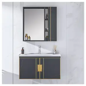 Kmry Modern Bathroom Furniture European Style Marble Pattern Plywood Bathroom Cabinet Sanitary Ware Bathroom Vanity With Sink