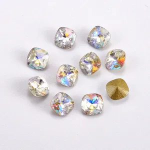 צורת כיכר שומן הנקודה חזור קריסטל AB Rhinestones זכוכית סטון נייל ארט