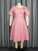 Robes décontractées tendance pour femmes, élégantes, en jacquard, à fleurs 3D, coupe trapèze, grandes tailles, robes d'anniversaire pour femmes, robes de bureau pour femmes