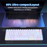 Keyboard Mekanik Nirkabel Gaming Compact HXSJ V800 68-Key 3-mode USB-C Ergonomis dengan Lampu Latar RGB untuk Laptop Mac PC