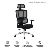 Chaise de bureau ergonomique à dossier haut en maille, pivotante et réglable, avec support lombaire, prix de gros fabricant