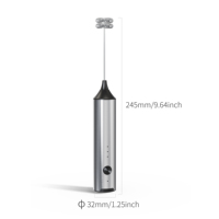 MUYI Batteur à œufs et mousseur à lait 2-en-1 en acier inoxydable 304, rechargeable USB, design moderne, outil de cuisine écologique
