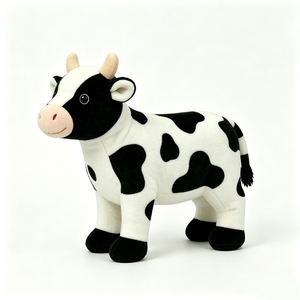 Peluche de vaca holstein personalizado, juguete suave de vaca de granja, figura de vaca con manchas, muñeco de vaca de pie, peluche de vaca, blanco y negro - Product Image 4
