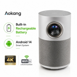 Projecteur intelligent portable de qualité professionnelle, Android 14, ventilateur de refroidissement <span class=keywords><strong>silencieux</strong></span>, batterie intégrée, WiFi 6, mise au point électrique, vidéo - Product Image 1