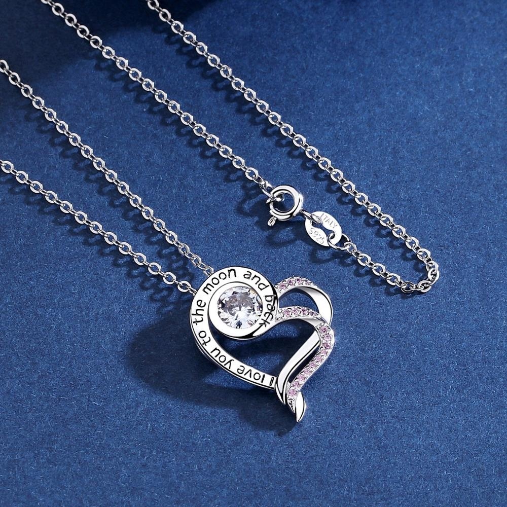 Plata de Ley 925 de amor u a la Luna y vuelta collar de corazón