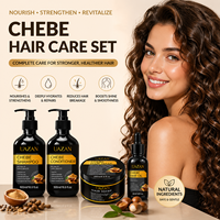 Ensemble Shampooing et Après-Shampooing Chebe Sans Sulfate pour la Croissance des Cheveux, Marque Blanche, avec Huile d'Argan, Batana et Caféine pour Cheveux Bouclés