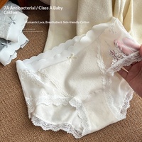 Celana Dalam Wanita Model Bikini 10A Antibakteri dengan Renda dan Katun Murni, Gaya Pure Desire, Pinggang Sedang, Katun Bayi Kelas A