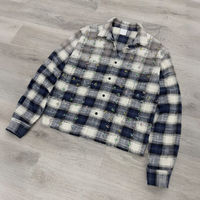 Chemise d'automne pour homme personnalisée, imprimé à carreaux rétro, de haute qualité, surdimensionnée, 100% coton flanelle, manches longues, style street, strass