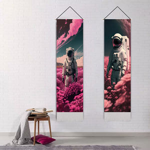 Pink astronot cetak dinding dekoratif lukisan gantung vertikal rumbai anak astronot permadani - Product Image 4