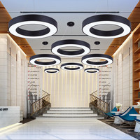 Lustre LED annulaire moderne de 60 mm de large, hauteur réglable, en aluminium, taille moyenne, pour bureau, bar à domicile
