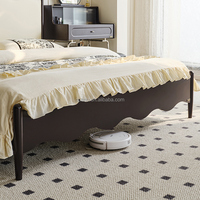 129002 Quanu France Style rétro Design écran de lit haut jambes en bois massif cadre de lit en bois de taille reine