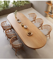 Table ovale en bois massif de style familial moderne DISHI pour la maison, le bureau et le salon – Mobilier en bois pour les loisirs