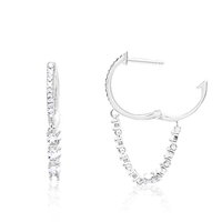 LOZRUNVE Bijoux fins, boucles d'oreilles pendantes en argent 925 plaqué rhodium avec zircon cubique 5A brillant, style chaîne tennis
