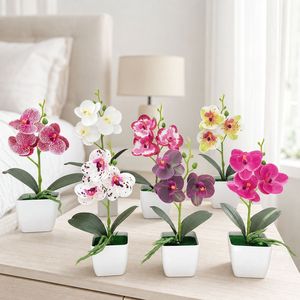 Orchidées Phalaenopsis artificielles en pot de 26 cm pour le bureau, le salon ou la décoration de bureau - Product Image 1