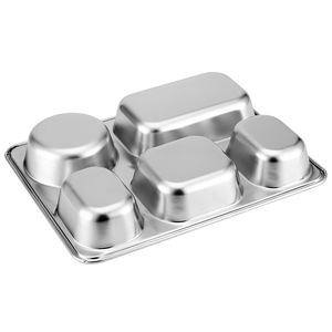 Assiettes divisées en acier inoxydable 304 à 3, 4 ou <span class=keywords><strong>5</strong></span> <span class=keywords><strong>compartiments</strong></span> avec couvercle, <span class=keywords><strong>plateau</strong></span> à dîner, boîte à lunch bento, contenants alimentaires - Product Image 5