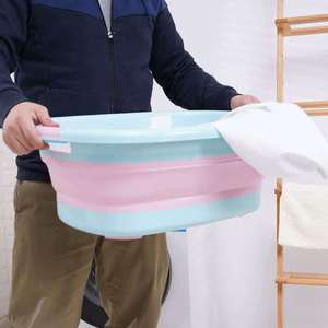 Portable Foldable Baby Pet Bath Tub 60x40x25cm 23L Oval Plastic Basin For Travel Household Use - Product Image 2
