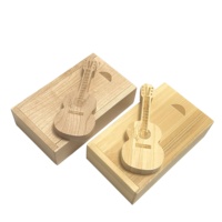 Memorias USB 2.0 de 8GB con Forma de Guitarra de Madera, Madera de Arce y Bambú, Pendrive de 32GB, Memoria USB de 64GB con Caja de Madera
