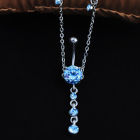 Accessoires de piercing populaires en acier inoxydable : pendentifs zircon, anneaux de nombril, chaînes de taille