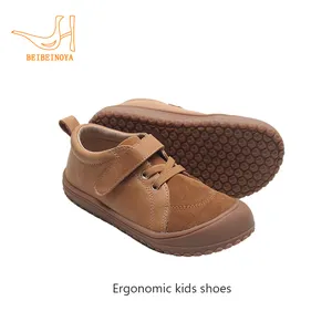 Babyhappy Patent Wholesale Minimalist Breathable Leather Casual Ergonomic Kids Barefoot Shoes For Unisex Child
