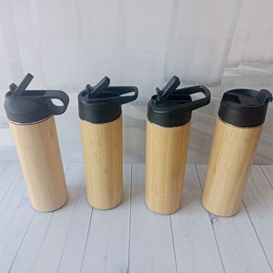 Натуральная Экологически чистая бамбуковая бутылка для воды с двойными стенками и ситечком из нержавеющей стали - Product Image 4